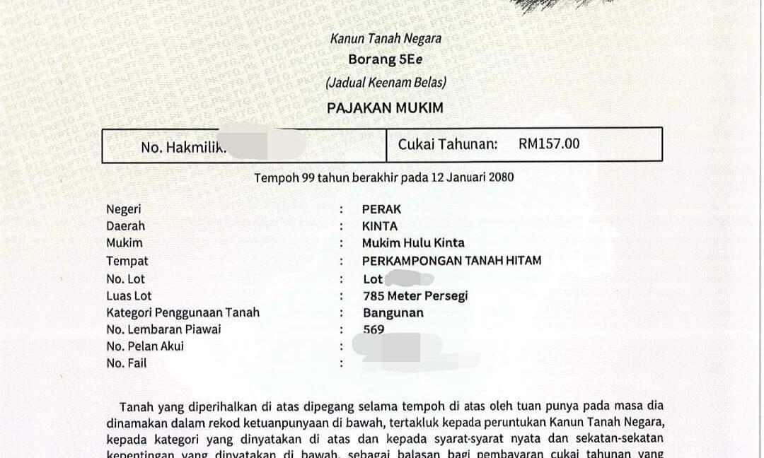 Ejen Hartanah Chemor-Tanah Lot Kediaman Untuk Dijual Di Tanah Hitam-10